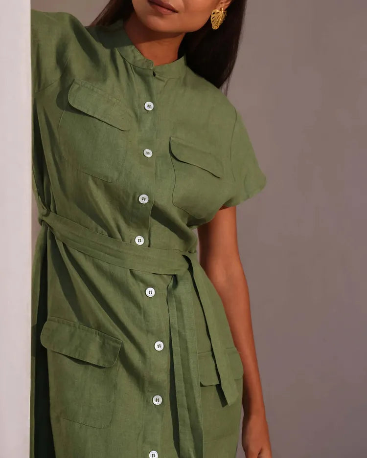 Lioré™ Belted Utility Midi Dress