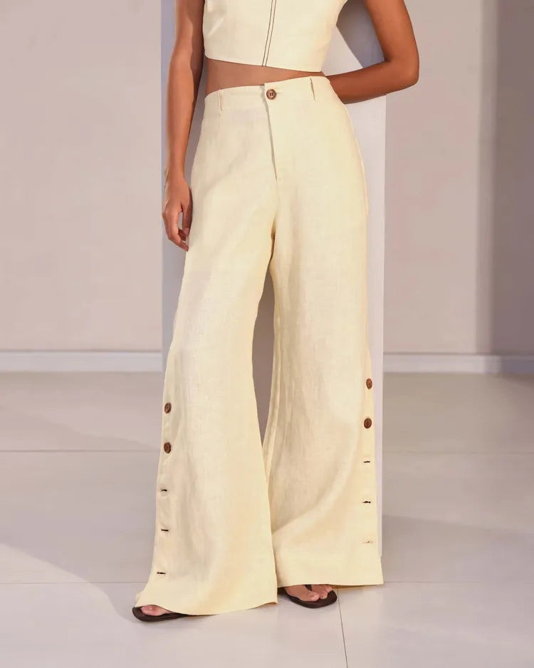 Soléa™ Linen Button Detail Pants